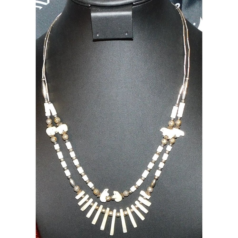 Silver And Shell Native Multilayer Necklace - image 5